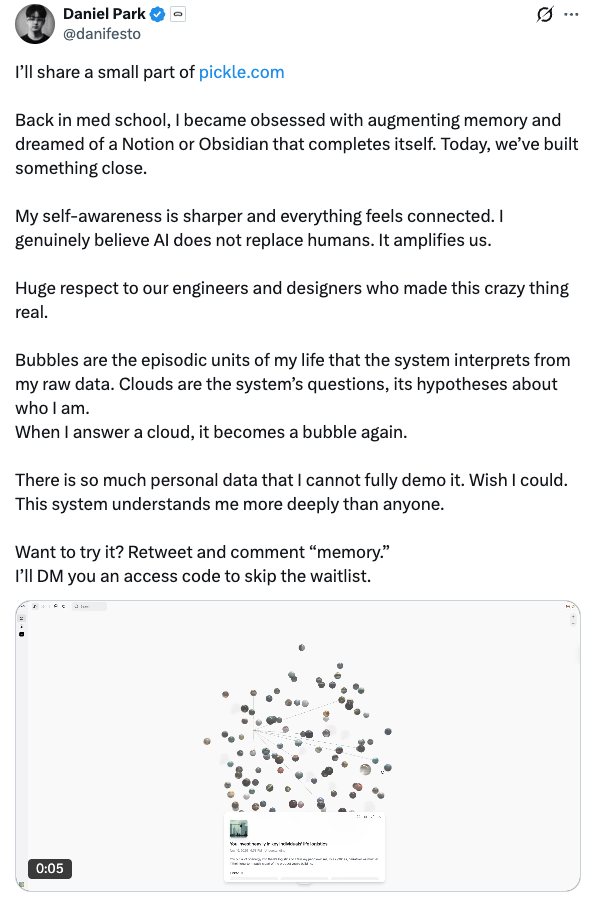 X post by Daniel Park announcing Pickle